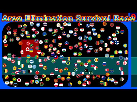 Area Elimination Survival Race ~200 countries marble race~  in Algodoo | Marble Factory