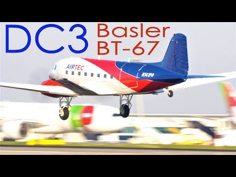 DC3 conversion Basler BT-67 Landing in Lisbon