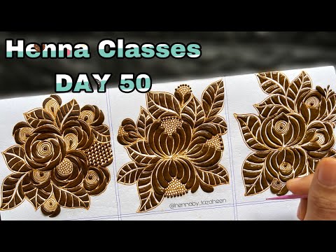 Tazaheen Henna Classes DAY 50 || Learn Detailed Henna With Tazaheen Henna Classes 2024