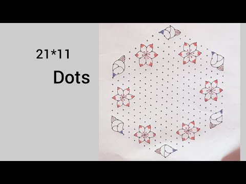 21*11dots ugadi/sankaranti/diwali rangoli/kolam/mugglu/tipkayachi rangoli