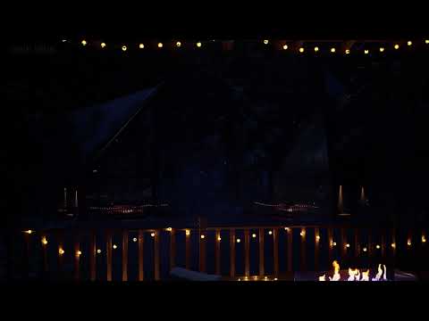 (Viewer Request) A Relaxing Cabin Porch At Night With A Gentle Fire | Cozy Cabin Ambience |