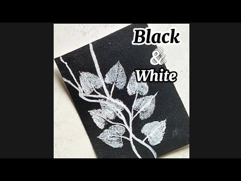 White leafs in black cover🌿#shorts #leafblack and white art painting