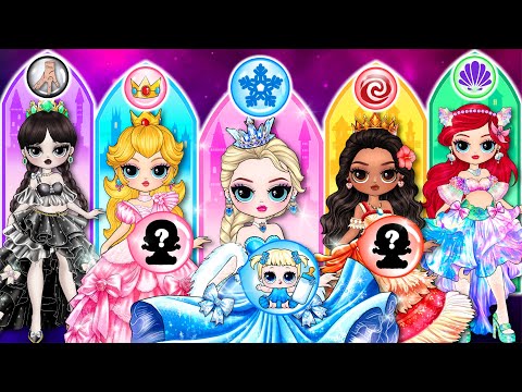 Elsa, Wednesday & Peach Become Princesses With Their Baby | Best DIY Fashion Paper Dolls