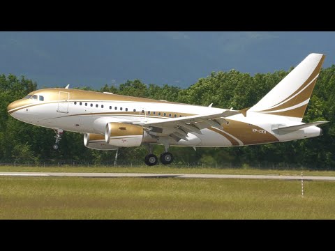 4K | Airbus A318CJ VP-CKH landing at Geneva/GVA/LSGG