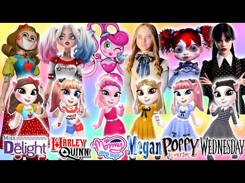 My Talking Angela 2 || Miss Delight vs Harley Quinn vs LongLegs vs M3gan vs Poppy vs Wednesday ||