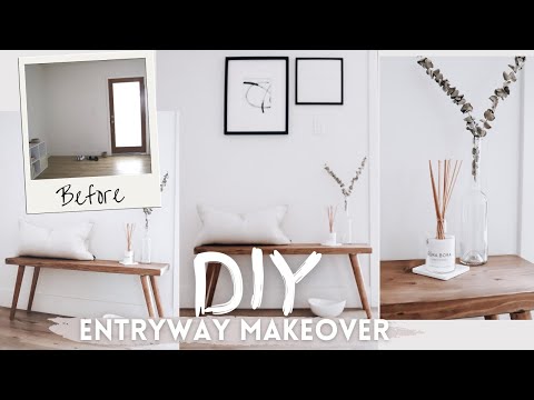 ENTRYWAY MAKEOVER  ON A BUDGET |  DIY Bench and Wall Décor