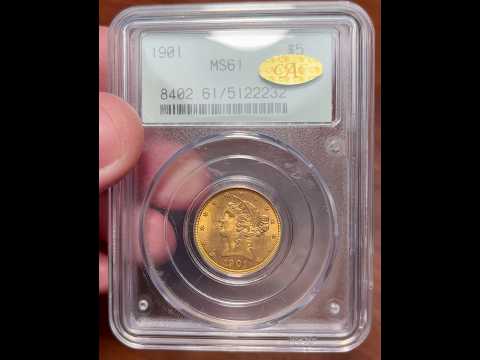 1901 $5 Liberty Gold Coin with GOLD CAC 😦 😎 🥳