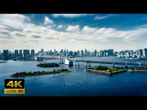 QUIET Relaxing Music With Fresh Positive Energy & Happy Thoughts - Japan Tokyo Bay During Day Time