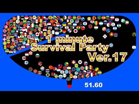 1 minute survival party.Ver17 ~200 countries marble race~ in Algodoo | Marble Factory