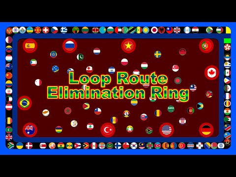 Loop Route Elimination Ring ~200 countries marble race~ in Algodoo | Marble Factory