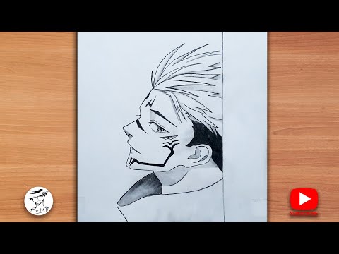 Easy Anime Sketch | How to draw Sukuna from Jujutsu Kaisen | Sukuna drawing step by step