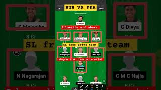 Rub vs pea l pea vs rub  dream11 team l gl free prime team l 2 cr win tips and team