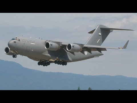 4K | UAE Air Force Boeing C-17A Globemaster III 1229 landing at Geneva/GVA/LSGG