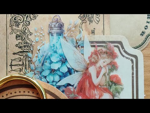 9 mins | Red flower fairy with vintage blue bottle | @TrimmingStickers