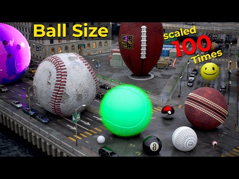 ball size at 100 times Scale Comparison | if ball size increased by100 times