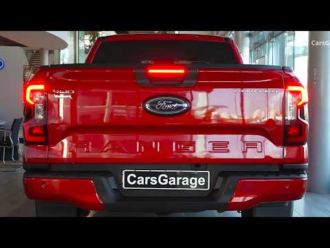 2025 Red Ford Ranger Limited - Compact Pickup Truck in Detail