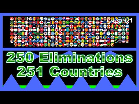 250 times eliminations & 251 countries and regions marble race in Algodoo | Marble Factory