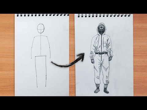 How to Draw Square Guard Full body | Squid Game Full body drawing | Sketchbook Tour