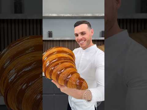 Giant Croissant! 🥐 The making of the croissant from the coffee cup video! #amauryguichon #croissant