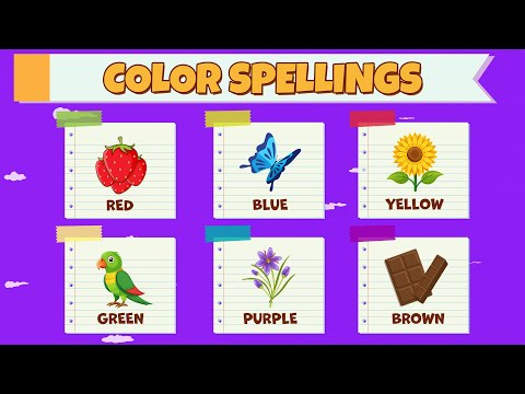 Spellings I Color Spellings I Colors for Kids I Learn to Spell Red, Blue, Yellow, Black & Brown