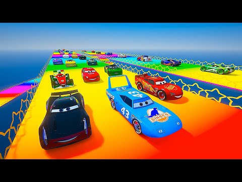 Pixar Cars Race Crazy Track Rainbow   McQueen VS Jackson Storm and Friends The King Cruz Chick Hicks