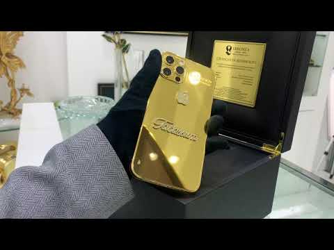 Personalised 24K Gold iPhone 12 Pro Max with VS1 Diamond Apple Logo and Name