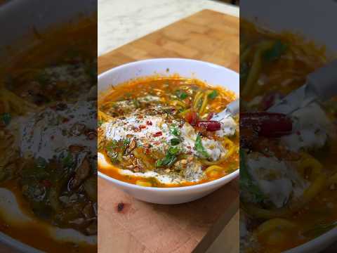 Best Ever Afghan Aush Noodle Soup 🍜✨ | Easy Vegan Recipe with Hot Garlic Oil!