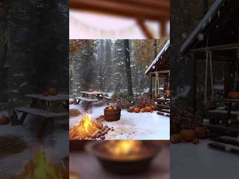 Winter Day Vibes: Cozy Fireplace Crackling and Snowfall for Ultimate Comfort