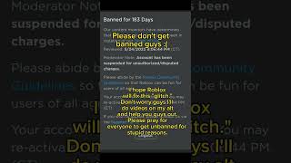 I Got BANNED for 183 DAYS @Roblox please fix this 😔 #shorts #robloxban #roblox183daysban #sad #fypシ