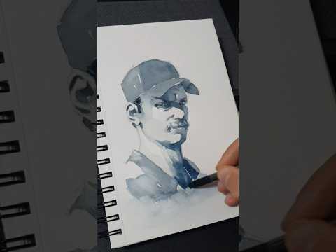 Watercolor portrait study with Payne's grey after long time!