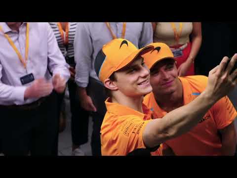 Oscar Piastri and Lando Norris mid-season F1 celebration in the Artura Spider