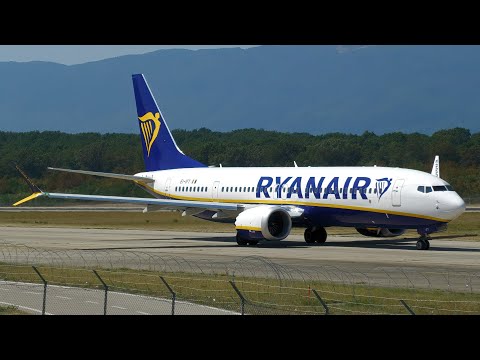 4K | RARE Ryanair Boeing 737-8200 MAX takeoff at Geneva/GVA/LSGG