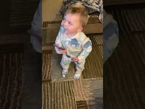 Baby boys 1st time reaction to “my stupid heart” too cute