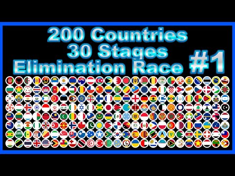 200 Countries 30 Stages Elimination Marble Race #1  in Algodoo | Marble Factory