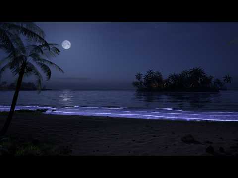 Calming Bioluminescent Waves On A Tropical Beach| Gentle Wave Sounds For Relaxation & Sleeping