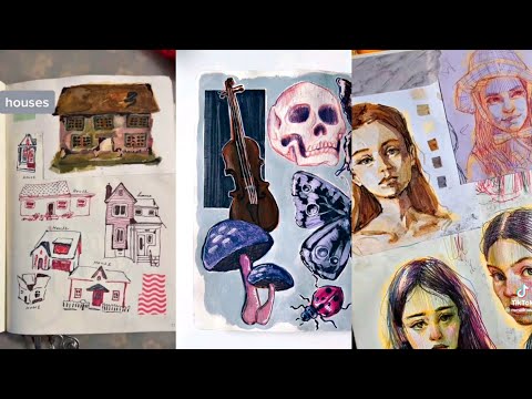 Sketchbook Tour 📔 TikTok Compilation 2023 #12 | Sketchbook Ideas