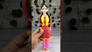 Diy Big Doll Dress Making With Super Clay🥰💕😍Old Doll Makeover To Traditional Village girl (model -2)