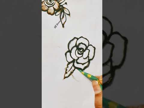 🌷Rose flower drawing🌿|💕Unique & new😻|🥀Easy to draw🌸|#shorts #mehndi #youtubeshorts