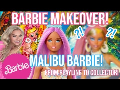 CUSTOM BARBIE! MALIBU BARBIE! BARBIE MAKEOVER! REROOT! REPAINT! DRAWING! SEWING FOR BARBIE!