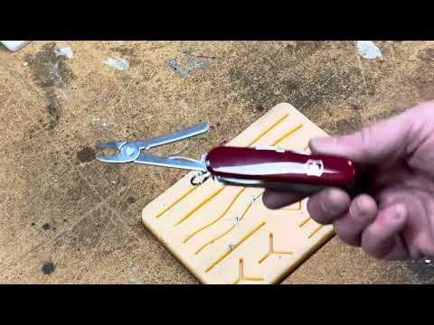 How to do continuous Sutures with a Swiss Army knife (Baseball Stitch)