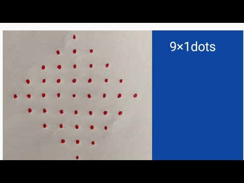 small dots daily muggulu | 9×1 dot easy Rangoli designs | simple kolam with dots |