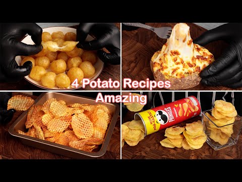 4 Amazing Crispy Potato Cheese Balls | Perfect Potato Chips | ASMR