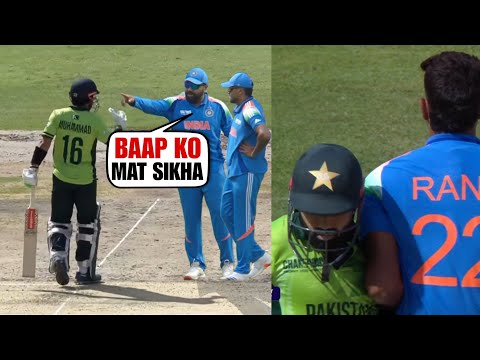 Huge drama Rohit Sharma fight with Mohammad Rizwan after Rizwan pushed Harshit Rana, Ind vs Pak CT