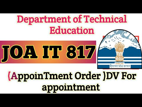 JOA IT 817 Appointment Order { Last Date of Document verification for appointment as JOA IT }