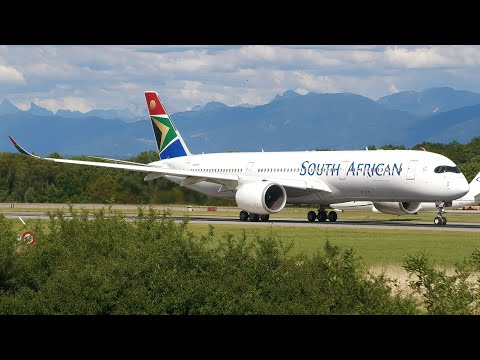 4K | ex. South African Airbus A350-900 OE-IPK takeoff at Geneva/GVA/LSGG