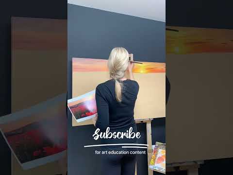 Poppy Field Timelapse Part 1 - Sunset Sky Oil Painting