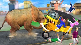 Gussa Hathi Angry Elephant Attack Auto Rickshaw Hindi Kahaniya Stories Moral Stories Hindi Stories