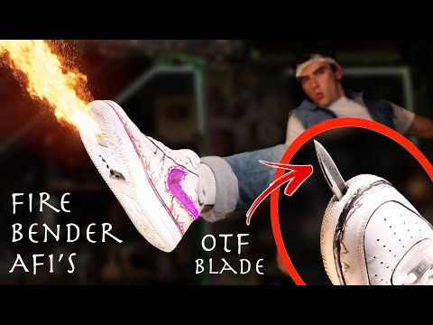 These Air Force 1's Shoot Fire! + Retractable Blade (Real Life Fire Bender / Kingsman Shoes)