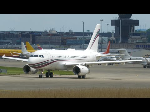 4K | *NEW* Qatar Executive Airbus A319CJ A7-HHJ landing & takeoff at Geneva/GVA/LSGG