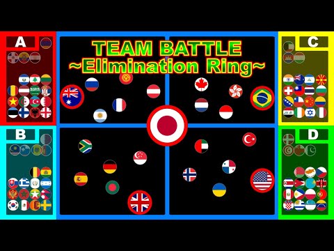 Team Battle ~Elimination Ring~  ~200 countries marble race~ in Algodoo | Marble Factory